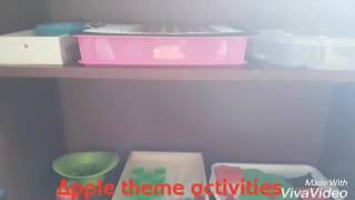 Montessori inspired Apple Theme shelf activities for preschoolers