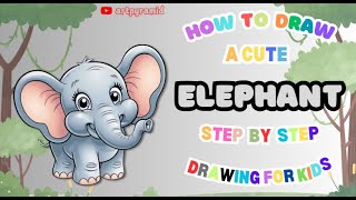 How to Draw a cute ELEPHANT step by step Easy drawing for Kids @artpyramid #drawing #youtuber #art