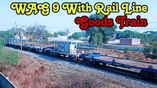 WAG 9 E Loco With Rail Line Goods Train | Ro Ro Train | Indian Railways | Goods Train