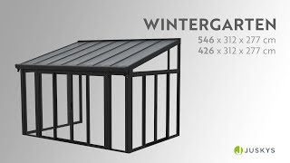 Wintergarten - mit Acryl-Verglasung, 3 Doppel Schiebetüren & kristallklaren Scheiben