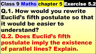 Class 9 Math Ex 5.2 Q 1|Q 2|introduction of Euclid's Geometry|Chapter 5|Math|NCERT|Math Solution