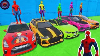 SPIDER-MAN & COLORFUL CARS AND BIKES: MEGA RAMP ADVENTURE! 🌟🚗 | GTA V