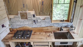 Cabin Build - Hexagonal Tile Backsplash