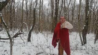 Eastern/woodland Native American dress in the winter time.