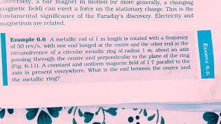 A metallic rod of 1 m length is rotated with a frequency of 50 rev/s, with one end hinged at the cen