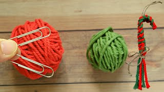 DIY Macrame Candy Cane Ornament | Candy Cane Christmas ornament tutorial  🎄