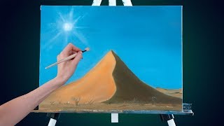 Desert landscape. Painting White Sun of the Desert. Interior oil painting