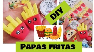 DIY Papas Fritas pasta flexible Comida rápida. Porcelana Fria, centros para Moños. Manualidades