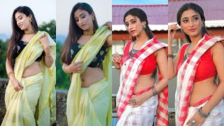 Hindi actress kheyali nath hot nave😍saree photoshoot video💙😡#actress#model#viralvideo