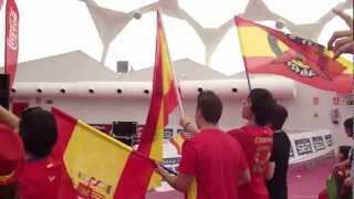 El himno de España en la Cúpula del Milenio de Valladolid en el previo del España-Italia