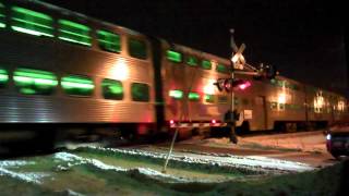 HD: Metra 141 leads an outbound train on the wrong main. Wheaton Il.