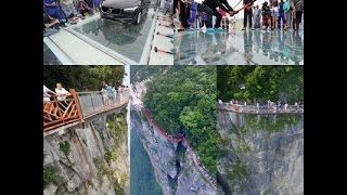 4,700 Feet Above Scariest Glass Walkway Path in Tianmen Mountain, Zhangjiajie, China