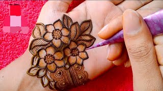 Very Beautiful Unique Floral Palm Mehndi Design || Latest Beautiful Palm Henna Design Tutorial