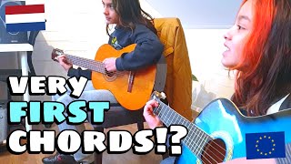 FIRST GUITAR LESSONS EVER 🎸 Can the Kids Learn Guitar !? 🌴 The Hightrees 🌲 Family Vlog