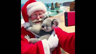 Kind and Loving Santa Claus Visits Australia with a Cute Koala