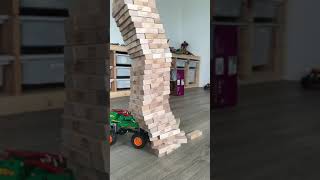 Super Giant Jenga Slow Motion Collapse #slowmo #collapse #jengafun #jenga #jengablocks