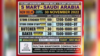 Supermarket Jobs in Saudi Arabia | Interview on 30 November in New Delhi | Required English Speaking