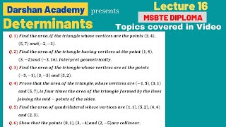 Determinants Lecture 16 || MSBTE Diploma || 1st Sem || Basic Mathematics || by Darshan Academy