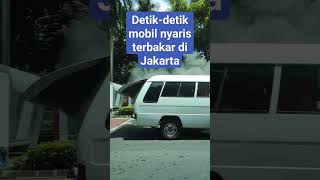 Detik-detik mobil milik sebuah hotel di Jakarta nyaris terbakar..