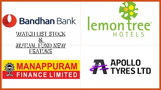 Tomorrow Watchlist & chart feature in zerodha | #bandhanbank #manappuram #lemontree #apollotyres