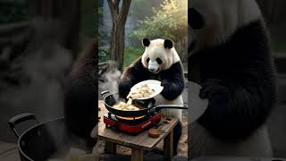 Panda cooking a meal | #lofi #music #cute #beautiful #ai #animals #panda #cooking #food #chinese