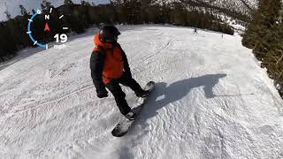 Snowboarding Lee Canyon 1/31/21. Ran into a snowboarder at speed!