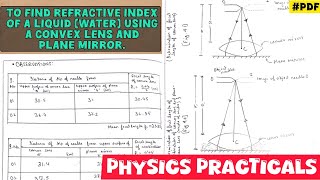 🟣 To find refractive index of a liquid using convex lens and plane mirror - CBSE Practicals PDF