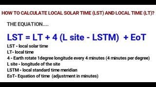 Local Solar Time (LST) and Local Time (LT) | HOW TO CALCULATE? |