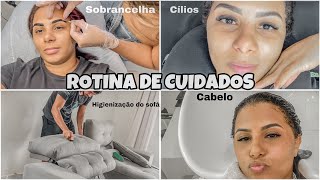 VLOG : HIGIENIZAÇÃO DO SOFÁ | FIZ CABELO , CÍLIOS E SOBRANCELHA