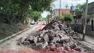 Colocaron nuevo hormigón sobre la calle Luis Burela