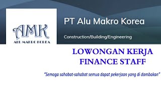 Lowongan Kerja LoKer Finance Staff Kontraktor PT. Alu Makro Korea