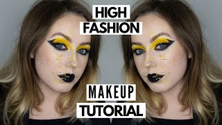 Black & Yellow High Fashion Makeup Tutorial | Lowri