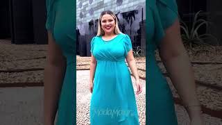 Vestido Midi Plus Size Transpassado detalhe em Renda