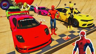 MEGA RAMP MADNESS: SPIDER-MAN AND VIBRANT SUPER CARS IN ACTION! 🌟🚗 | GTA V