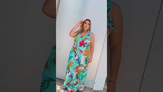 Vestido Estampado Longo Viscose sem Mangas