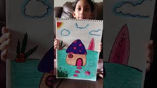 #sketchpen drawing #feather #hotairballoon #mushroomhouse #flamingo #sarika's drawing