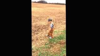 Aymes and his dog playing in fields