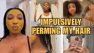 VLOGTOBER DAY 4: IMPULSIVELY perming my hair after 1 year + trying a new face mask | Shalaya Dae