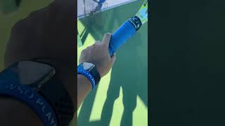 The biggest grip I have ever seen in my life (he kicked my ass with it too) #tennisracquet #ustapnw