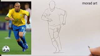 how to draw Ronaldo Nazario step by step