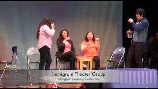 Immigrant Theater Group performs a skit about coming to USA