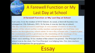 A Farewell Function or My Last Day at School|Essay #essay