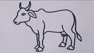 How to draw a Cow 🐄 Easy Cow drawing / animal drawing #viralvideo #animals #cow #gaumata #trending