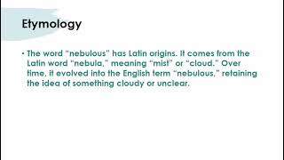 Word for today - Nebulous