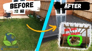 how i landscape, how to build composite decking, how to build a pergola time lapse how to build