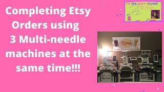 Embroidering Etsy Orders Live with 3 Multi-needle Machines | How to Embroider a Shirt | Using HTV