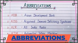 Some Important Abbreviations|| Most important full forms|| Full forms|| Shubh Shanti Classes