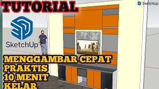 menggambar backdrop TV di Sketchup desktop