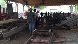 Steam traction engines powered old time sawmill cutting logs at Kinzers, PA