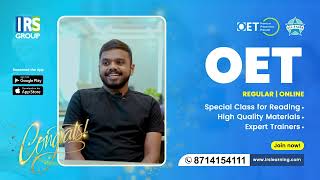 OET Recent Winner | OET Coaching Centre  Kottayam | IRS Group